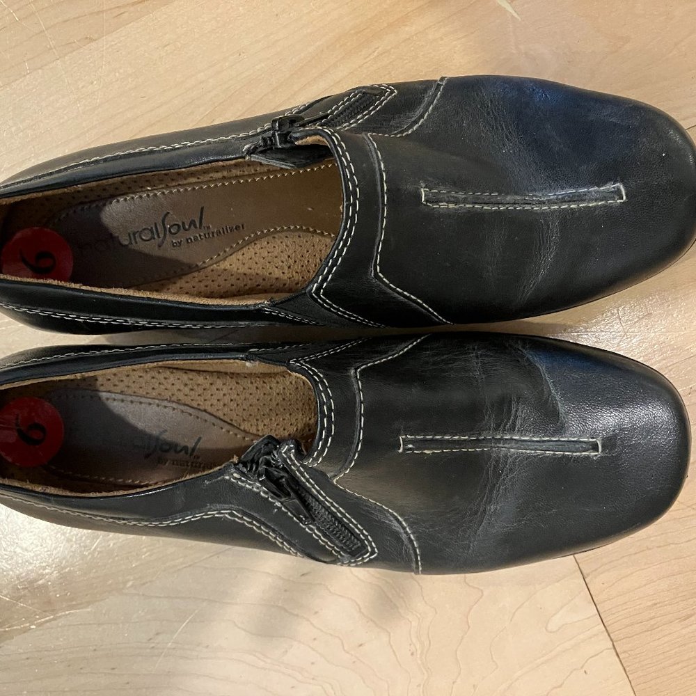 Black loafer flats